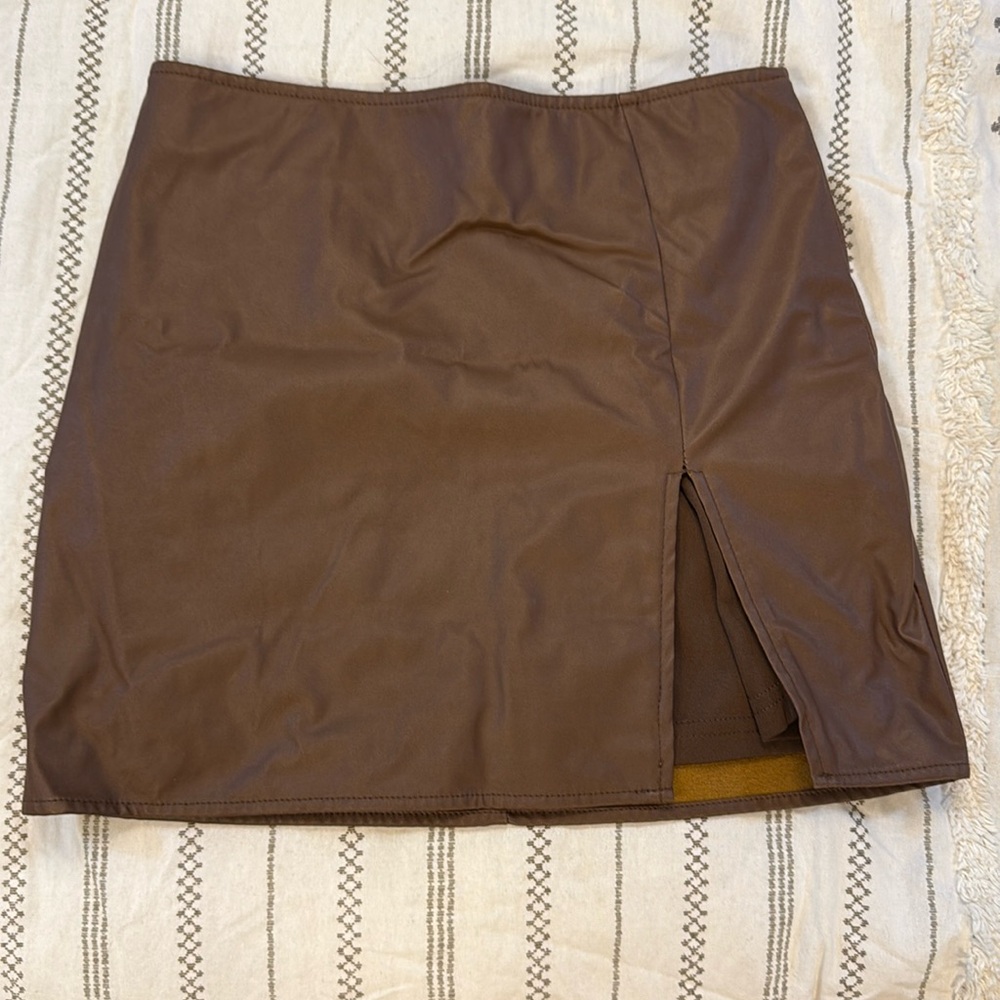 Brown Leather Skirt